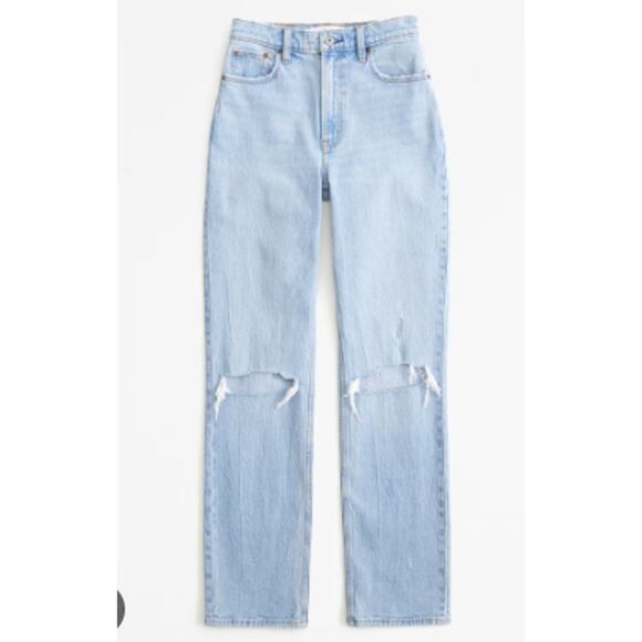 ABERCROMBIE & FITCH 90's Straight Ultra High Rise 26 2 Curve Love Blue - Picture 1 of 6